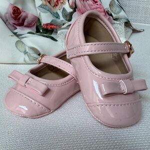NWOT Janie and Jack Pink Blush Patent Leather Baby Dress Up Crib Shoes